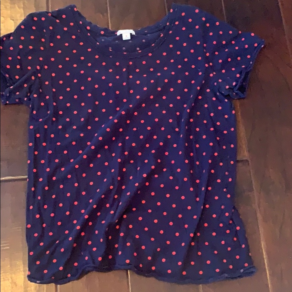 Gap navy polka dot tee